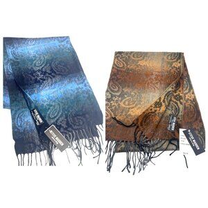 Set of 2 Steve Madden Ombré Paisley Scarves, 11”x 70”, Made in Italy